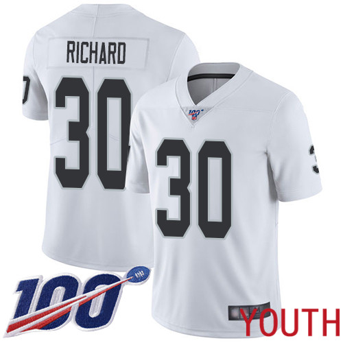 Oakland Raiders Limited White Youth Jalen Richard Road Jersey NFL Football #30 100th Season Vapor Jersey->youth nfl jersey->Youth Jersey